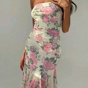 asymmetrical beaded floral dress main image 0